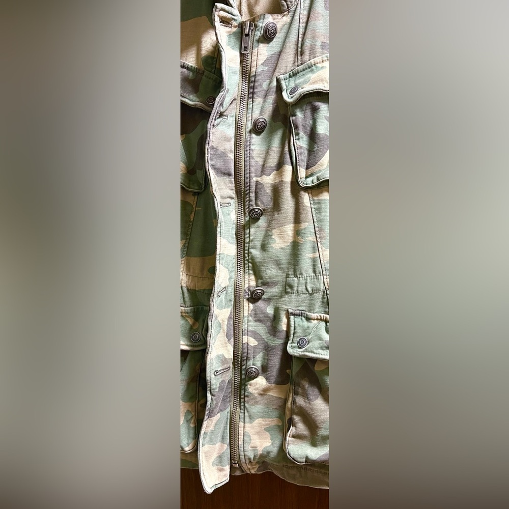 Free People Camo Oversized Utility Jean Jacket Military Style Casual Outdoor - Picture 16 of 16